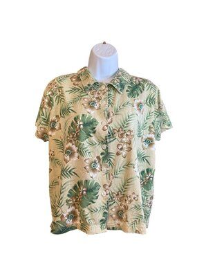 Shenanigans Petite Floral Hawaiian Shirt PL Tropical Cottagecore Vintage Resort